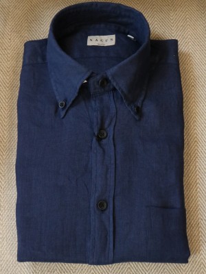 Xacus Camicia Lino Blu Tailor Fit