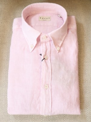Xacus Camicia Lino Rosa Tailor Fit